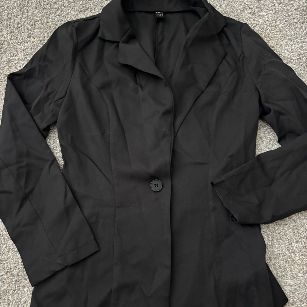 SHEIN Black Blazer Professional Notched Lapel